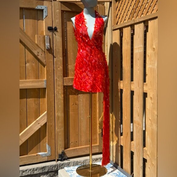 🆕 MISHA COLLECTION 🧿 NWOT Red Sapphire Sequins Mini Dress, Sz S - US 4 - Picture 4 of 16
